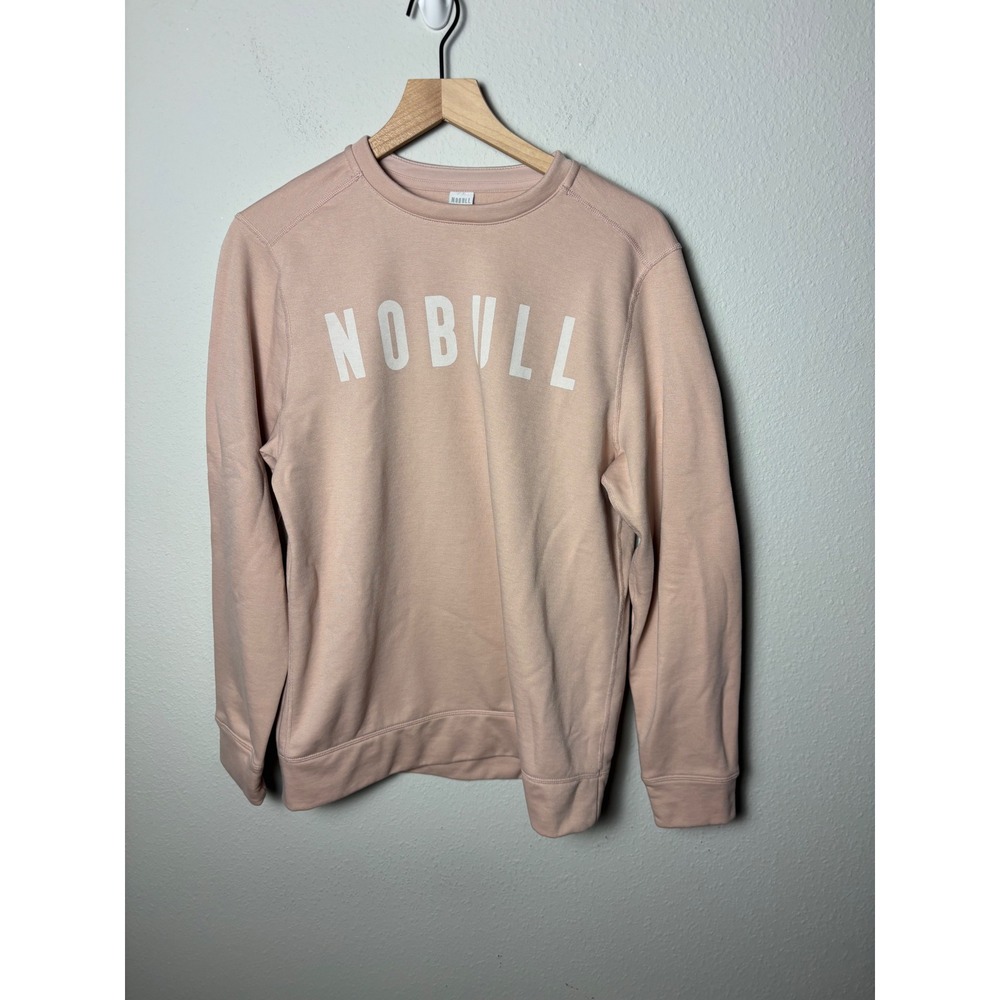 NOBULL Womens Crewneck Pullover Sweatshirt Pink White Logo Athletic Fleece Med